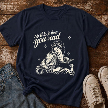 How You Read Ragdoll Printed T-Shirt | Cat Lover Reader Gift Navy