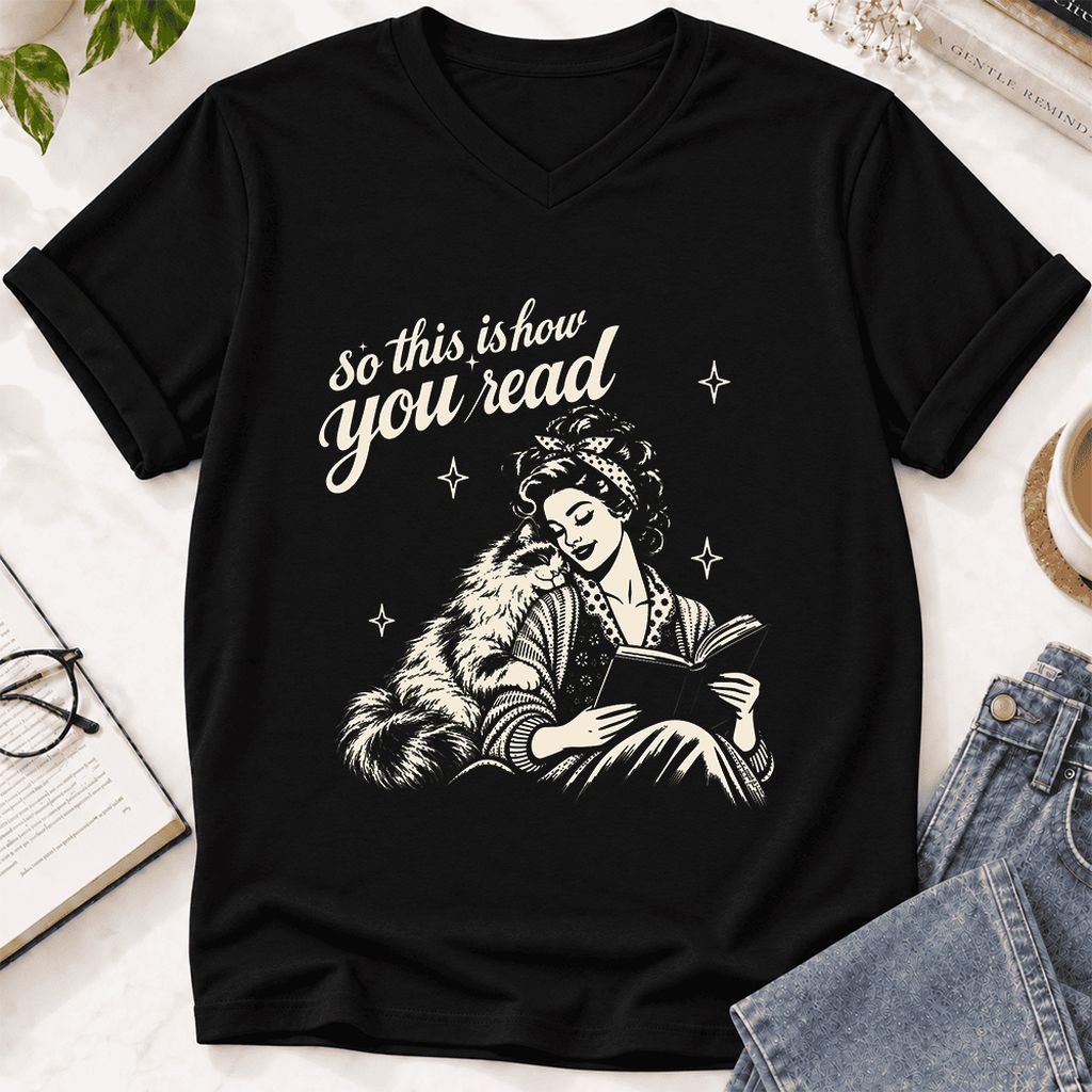 How You Read Ragdoll Ultra-Soft V-Neck | Cat Lover Reader Gift Black