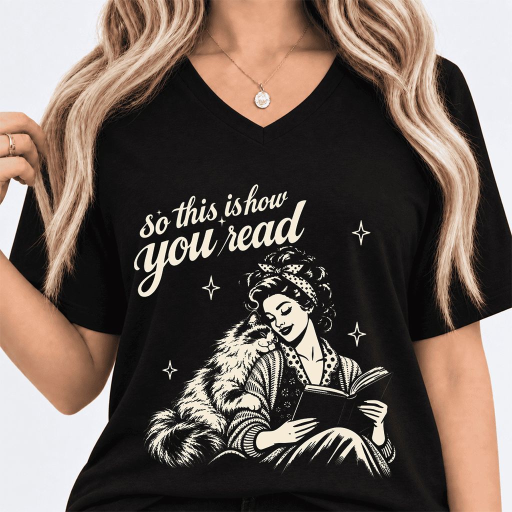 How You Read Ragdoll Ultra-Soft V-Neck | Cat Lover Reader Gift Black