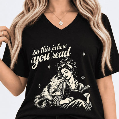 How You Read Ragdoll Ultra-Soft V-Neck | Cat Lover Reader Gift Black