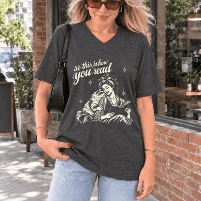 How You Read Ragdoll Ultra-Soft V-Neck | Cat Lover Reader Gift Dark Grey Heather