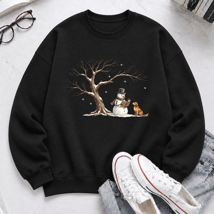 Christmas Storytime with Golden Retriever Printed Sweatshirt | Reader Gift Black