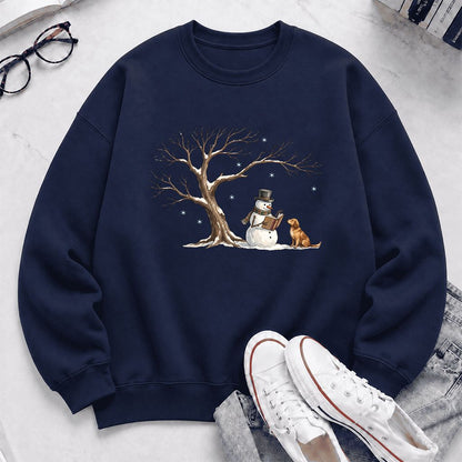 Christmas Storytime with Golden Retriever Printed Sweatshirt | Reader Gift Navy