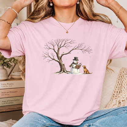 Christmas Storytime with Golden Retriever Printed T-Shirt | Reader Gift Light Pink