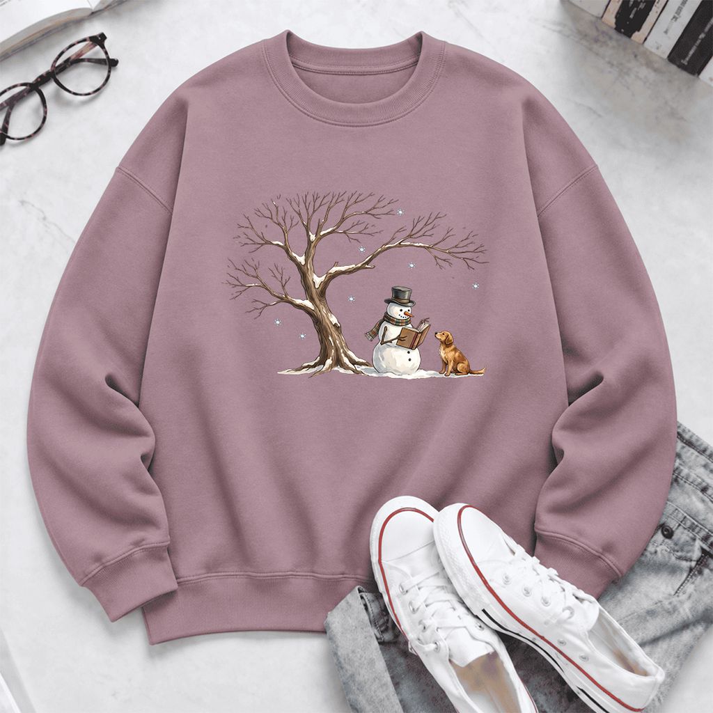 Golden Retriever And Snowman Softstyle Sweatshirt | Christmas Reader Gift Paragon