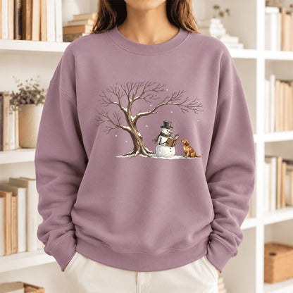 Golden Retriever And Snowman Softstyle Sweatshirt | Christmas Reader Gift Paragon