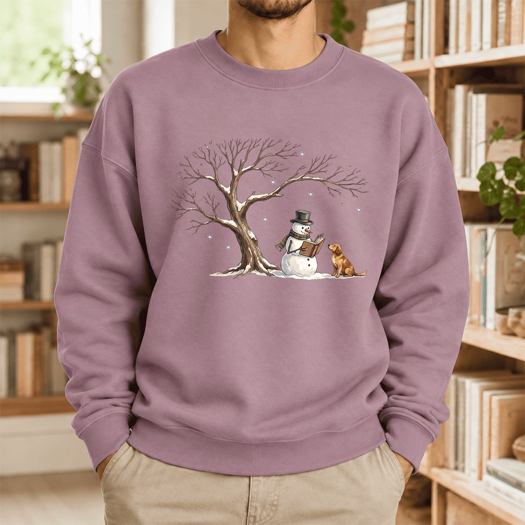 Golden Retriever And Snowman Softstyle Sweatshirt | Christmas Reader Gift Paragon