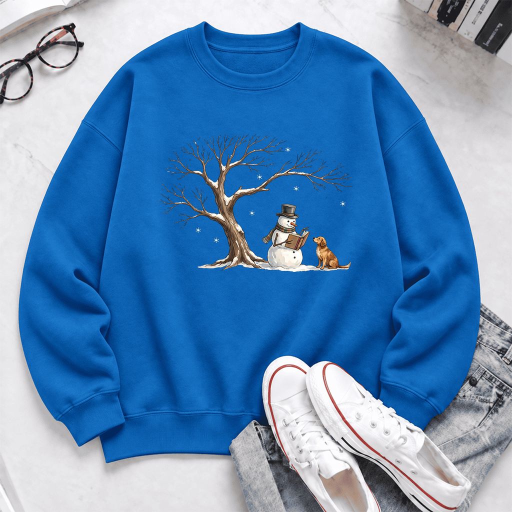 Golden Retriever And Snowman Softstyle Sweatshirt | Christmas Reader Gift Royal