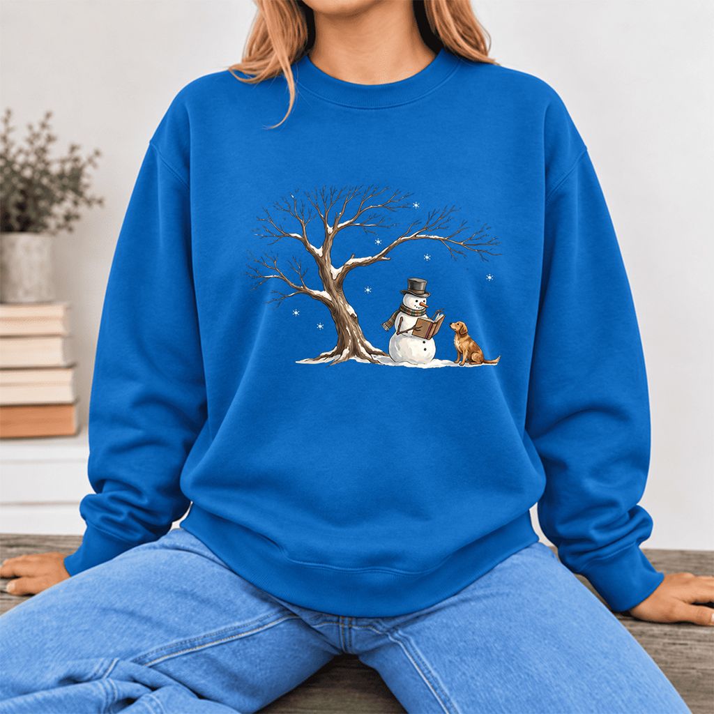 Golden Retriever And Snowman Softstyle Sweatshirt | Christmas Reader Gift Royal
