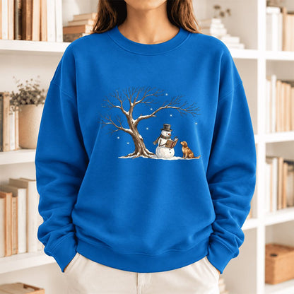Golden Retriever And Snowman Softstyle Sweatshirt | Christmas Reader Gift Royal