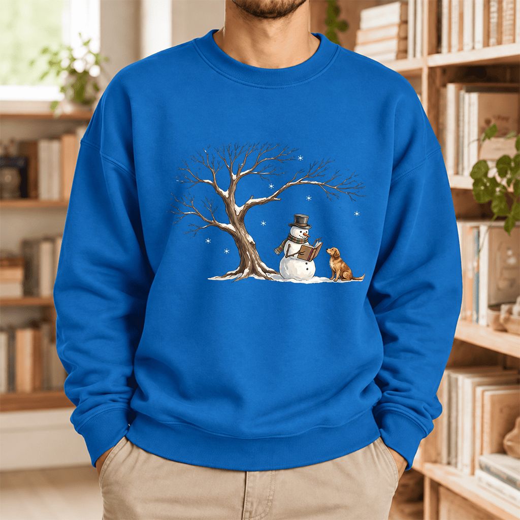 Golden Retriever And Snowman Softstyle Sweatshirt | Christmas Reader Gift Royal