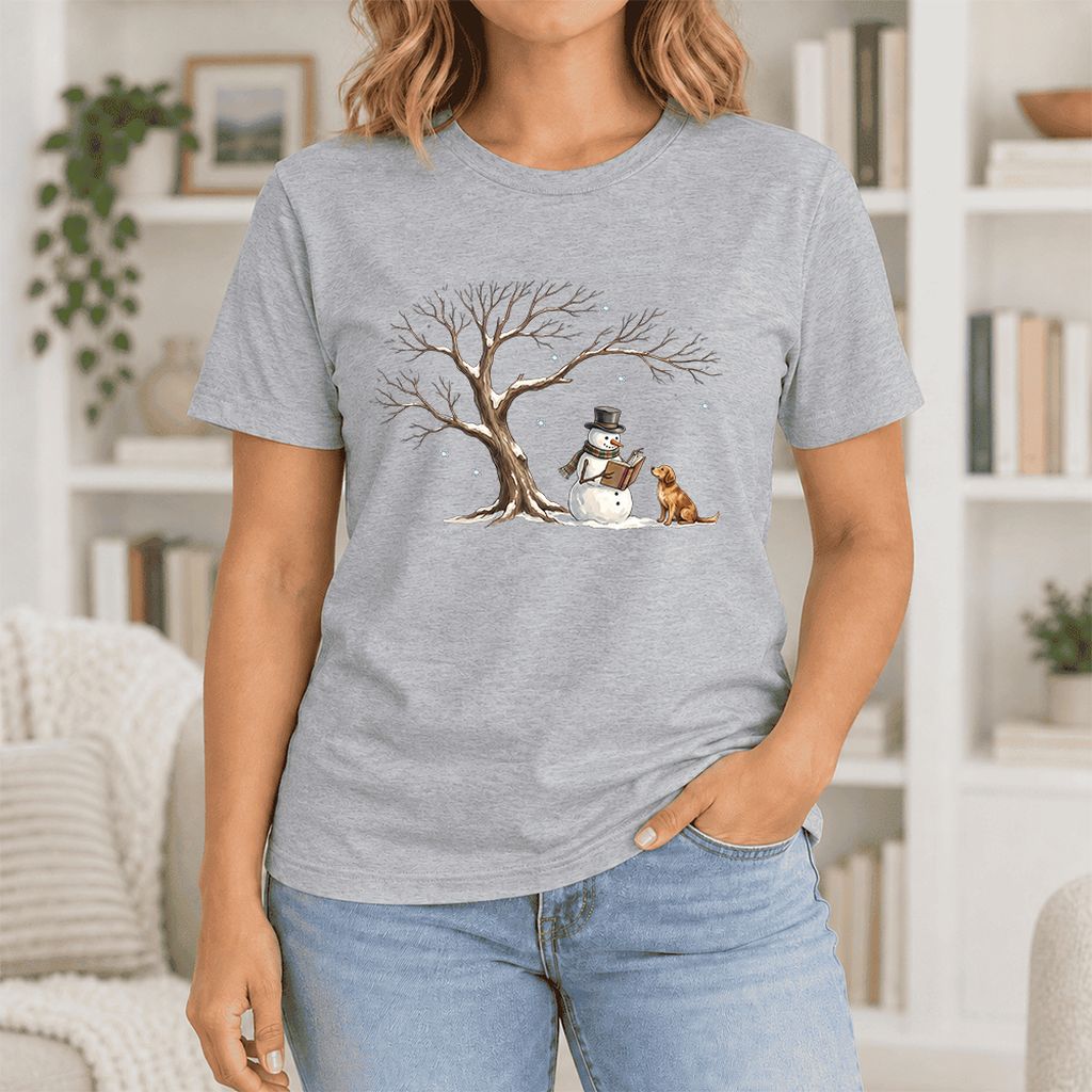 Christmas Storytime Golden Retriever Ultra-Soft Cotton T-Shirt | Reader Gift Athletic Heather