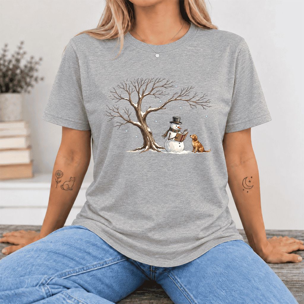 Christmas Storytime Golden Retriever Ultra-Soft Cotton T-Shirt | Reader Gift Athletic Heather