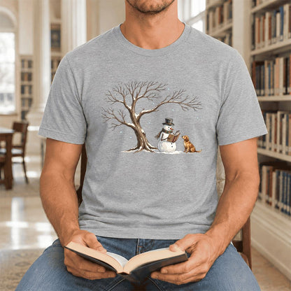 Christmas Storytime Golden Retriever Ultra-Soft Cotton T-Shirt | Reader Gift Athletic Heather