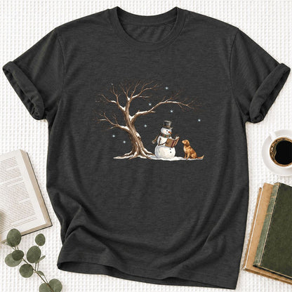 Christmas Storytime Golden Retriever Ultra-Soft Cotton T-Shirt | Reader Gift Dark Grey Heather