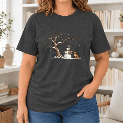Christmas Storytime Golden Retriever Ultra-Soft Cotton T-Shirt | Reader Gift Dark Grey Heather