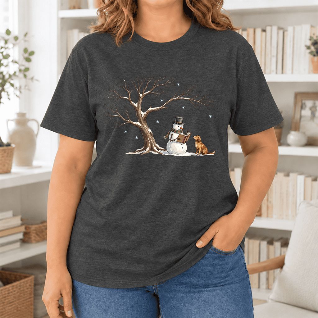 Christmas Storytime Golden Retriever Ultra-Soft Cotton T-Shirt | Reader Gift Dark Grey Heather