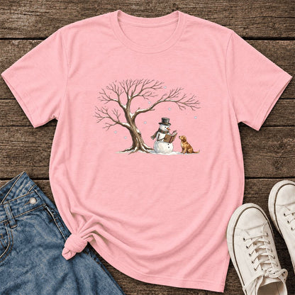 Christmas Storytime Golden Retriever Ultra-Soft Cotton T-Shirt | Reader Gift Pink