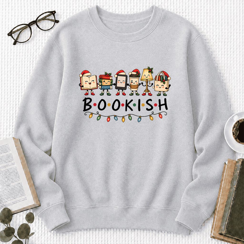 BOOKISH Things Printed Sweatshirt | Christmas Book Lover Gift Sport Grey