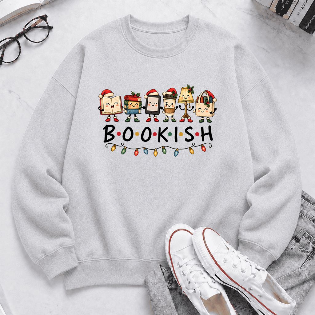 BOOKISH Things Printed Sweatshirt | Christmas Book Lover Gift Sport Grey