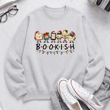 BOOKISH Things Printed Sweatshirt | Christmas Book Lover Gift Sport Grey