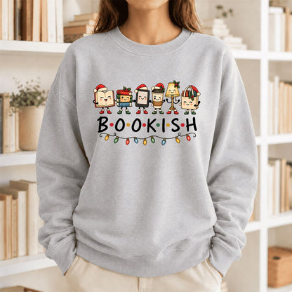 BOOKISH Things Printed Sweatshirt | Christmas Book Lover Gift Sport Grey