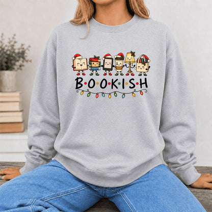 BOOKISH Things Printed Sweatshirt | Christmas Book Lover Gift Sport Grey