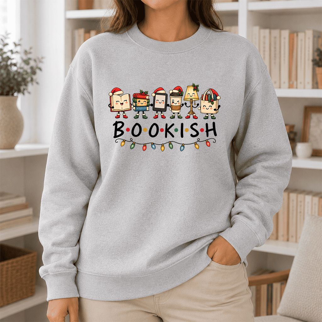BOOKISH Things Printed Sweatshirt | Christmas Book Lover Gift Sport Grey