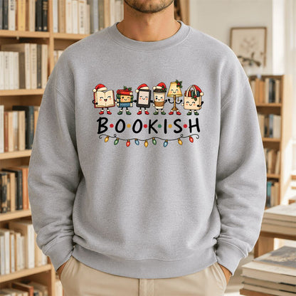 BOOKISH Things Printed Sweatshirt | Christmas Book Lover Gift Sport Grey