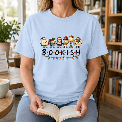 BOOKISH Things Printed T-Shirt | Christmas Book Lover Gift Light Blue