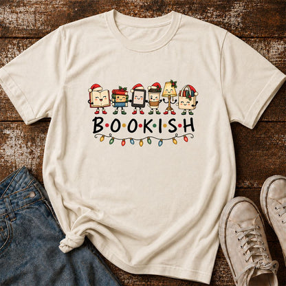 BOOKISH Things Printed T-Shirt | Christmas Book Lover Gift Natural