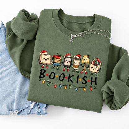 Bookish Things Softstyle Sweatshirt | Christmas Reader Gift Military Green