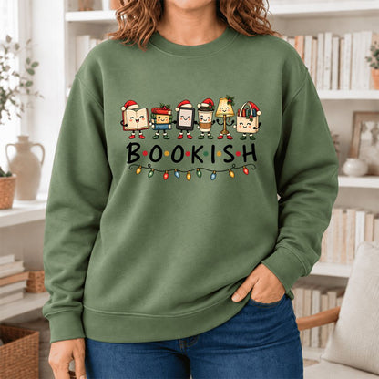 Bookish Things Softstyle Sweatshirt | Christmas Reader Gift Military Green