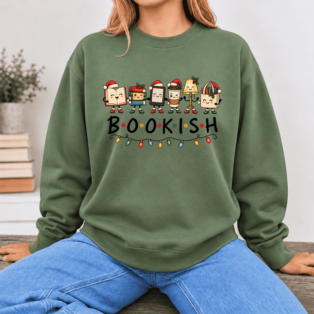 Bookish Things Softstyle Sweatshirt | Christmas Reader Gift Military Green