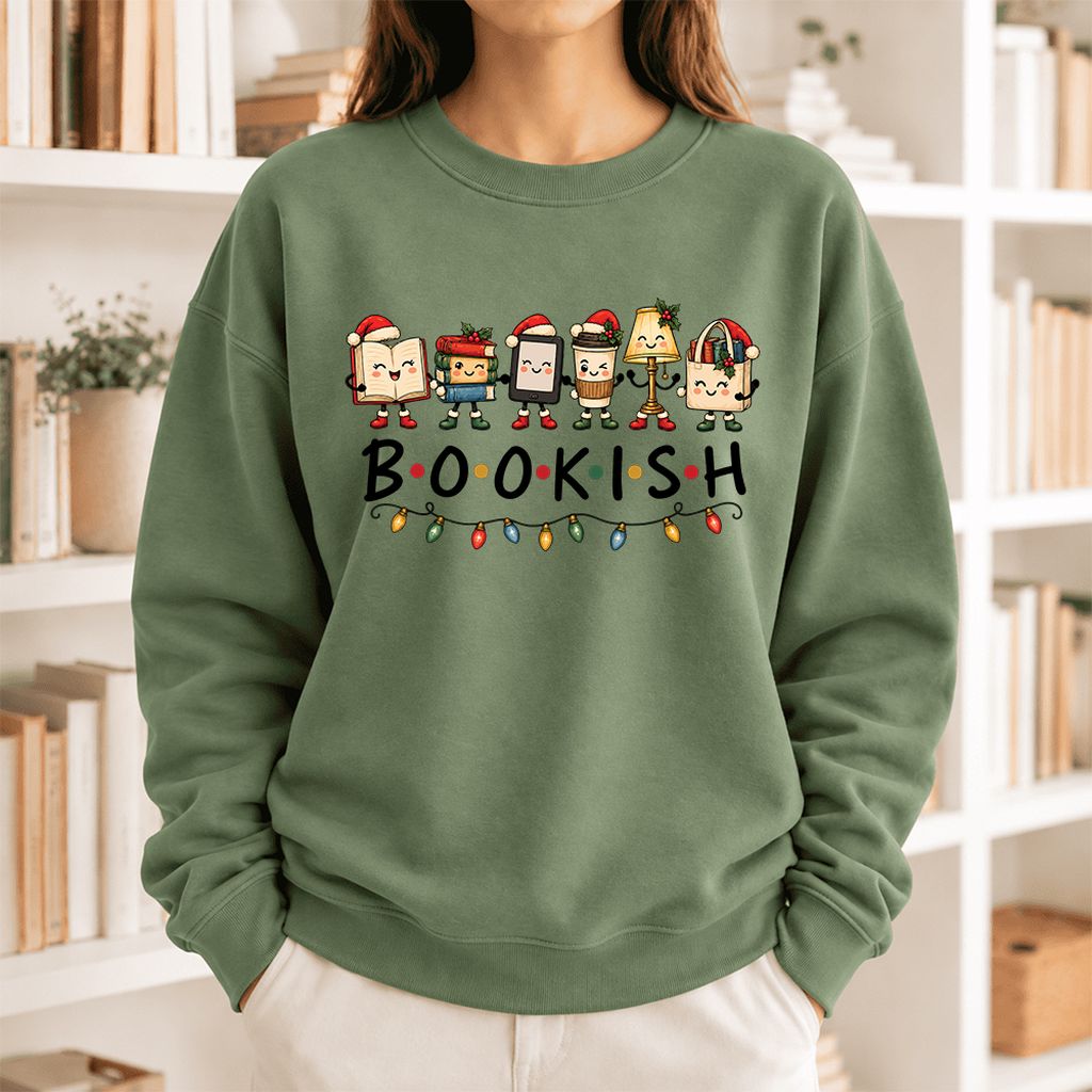Bookish Things Softstyle Sweatshirt | Christmas Reader Gift Military Green
