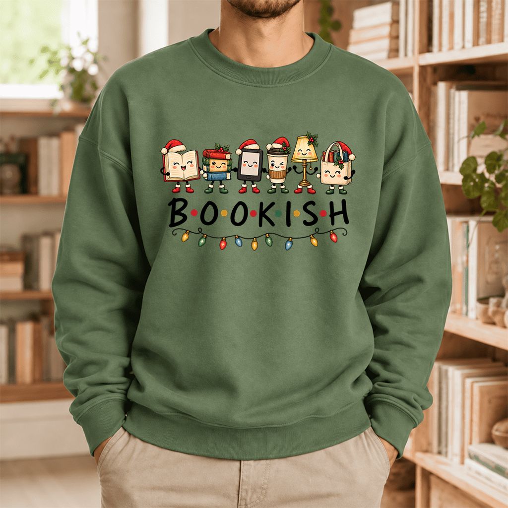 Bookish Things Softstyle Sweatshirt | Christmas Reader Gift Military Green