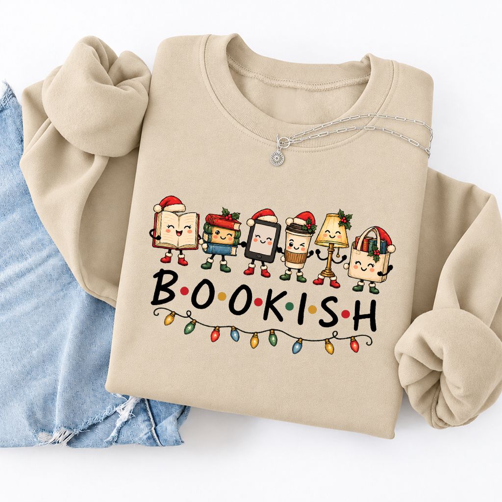 Bookish Things Softstyle Sweatshirt | Christmas Reader Gift Sand