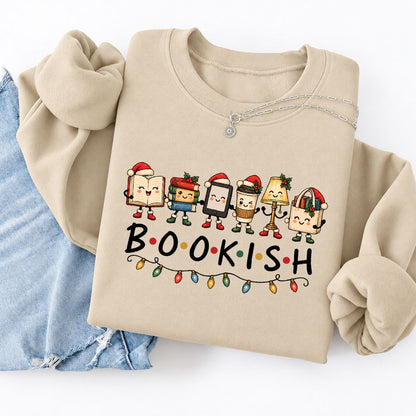 Bookish Things Softstyle Sweatshirt | Christmas Reader Gift Sand