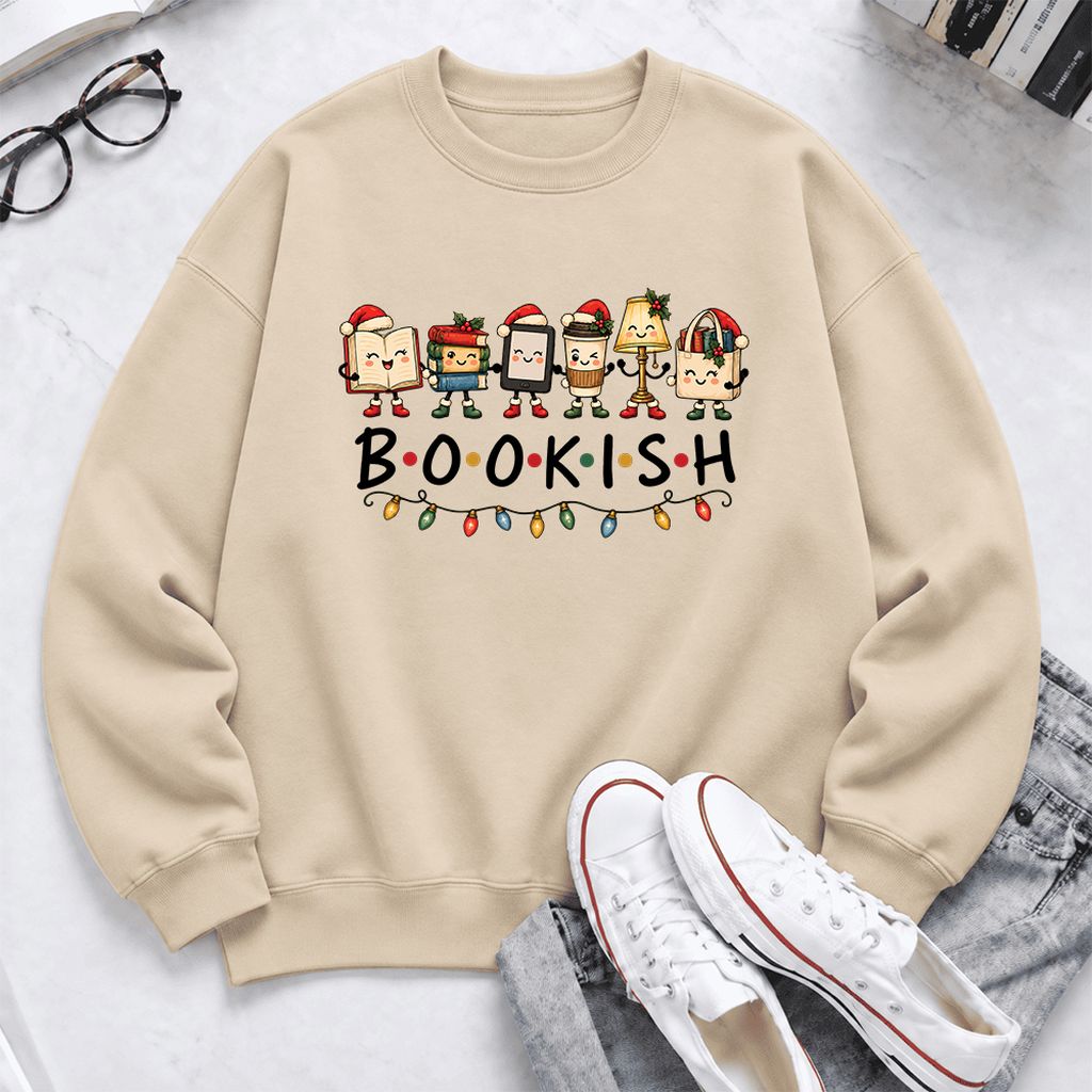 Bookish Things Softstyle Sweatshirt | Christmas Reader Gift Sand