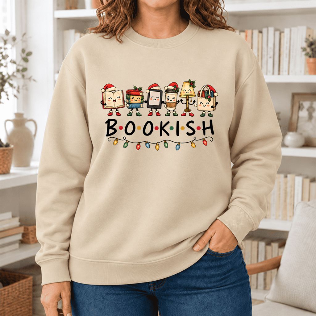 Bookish Things Softstyle Sweatshirt | Christmas Reader Gift Sand