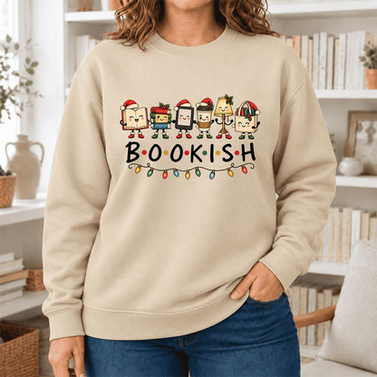 Bookish Things Softstyle Sweatshirt | Christmas Reader Gift Sand