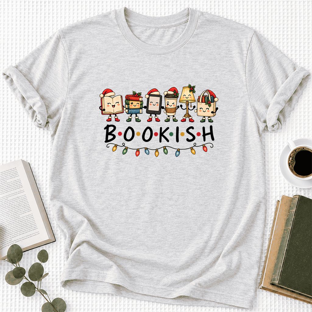 BOOKISH Things Ultra-Soft Cotton T-Shirt | Christmas Book Lover Gift Ash