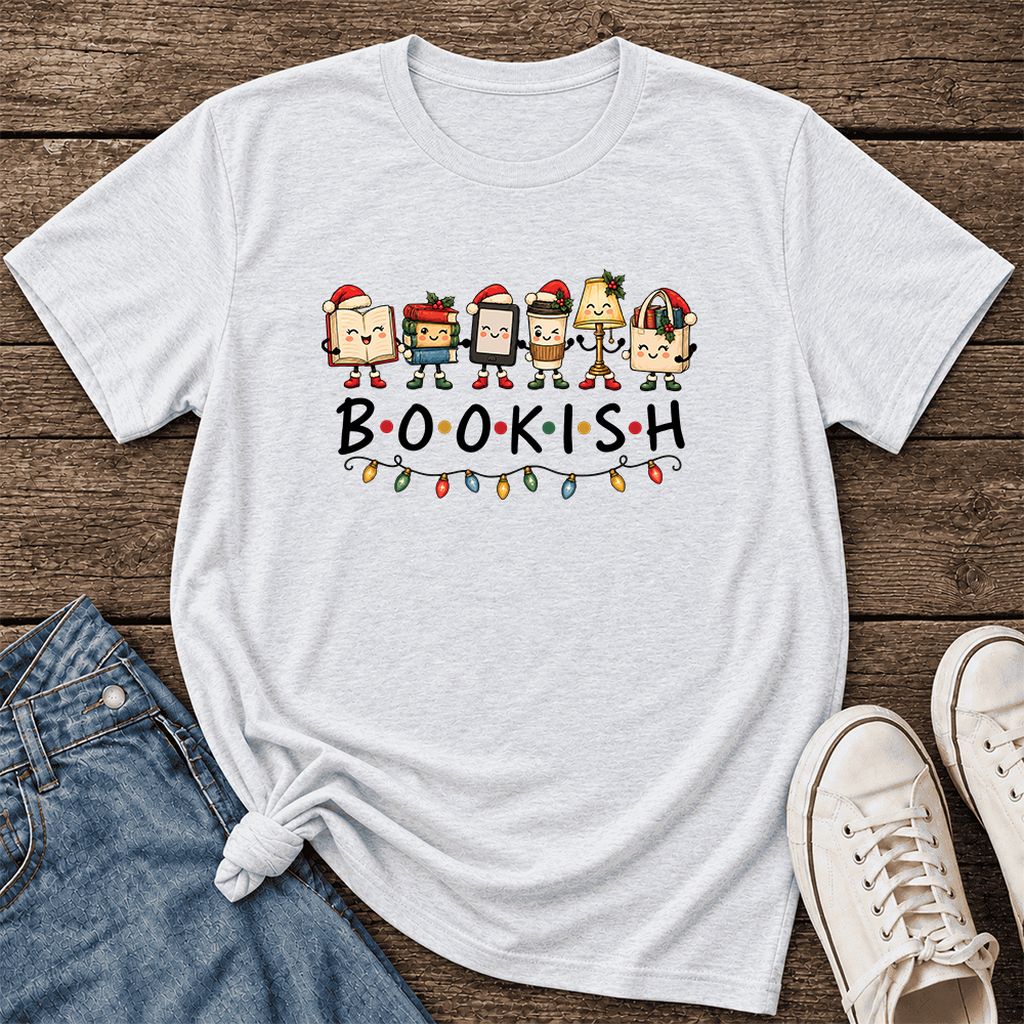 BOOKISH Things Ultra-Soft Cotton T-Shirt | Christmas Book Lover Gift Ash