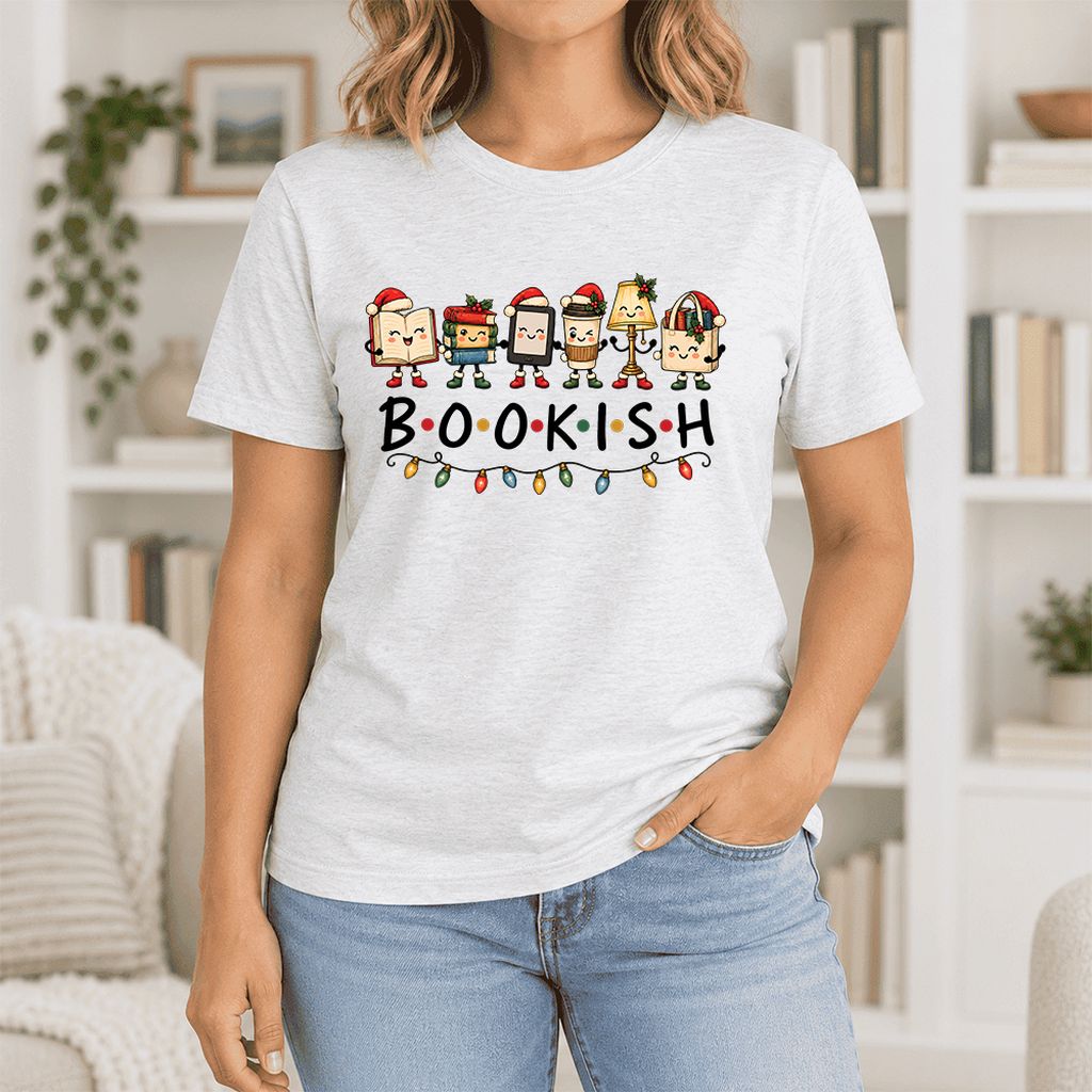 BOOKISH Things Ultra-Soft Cotton T-Shirt | Christmas Book Lover Gift Ash