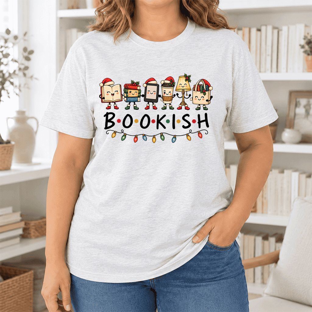 BOOKISH Things Ultra-Soft Cotton T-Shirt | Christmas Book Lover Gift Ash