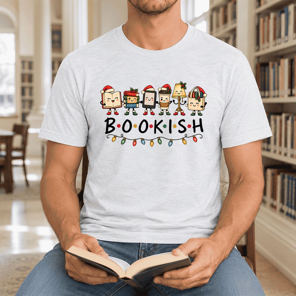 BOOKISH Things Ultra-Soft Cotton T-Shirt | Christmas Book Lover Gift Ash