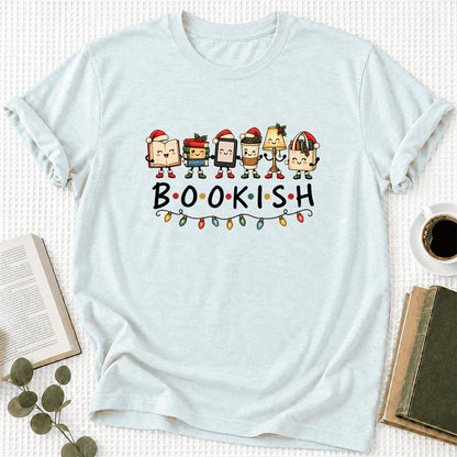 BOOKISH Things Ultra-Soft Cotton T-Shirt | Christmas Book Lover Gift Heather Ice Blue