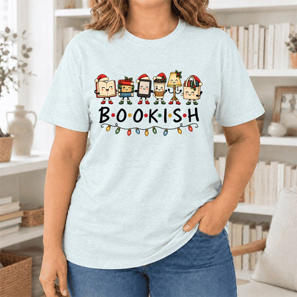 BOOKISH Things Ultra-Soft Cotton T-Shirt | Christmas Book Lover Gift Heather Ice Blue