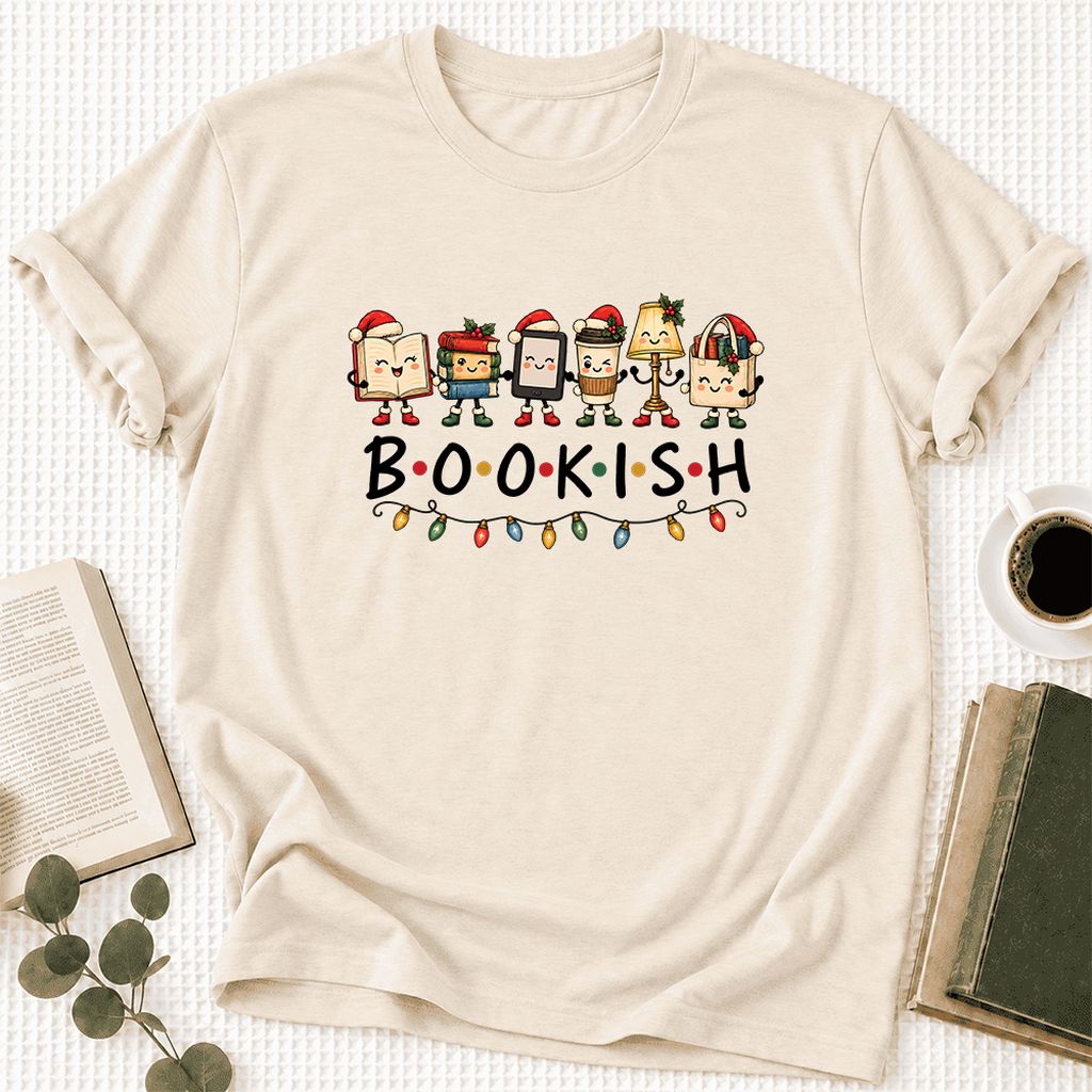BOOKISH Things Ultra-Soft Cotton T-Shirt | Christmas Book Lover Gift Natural