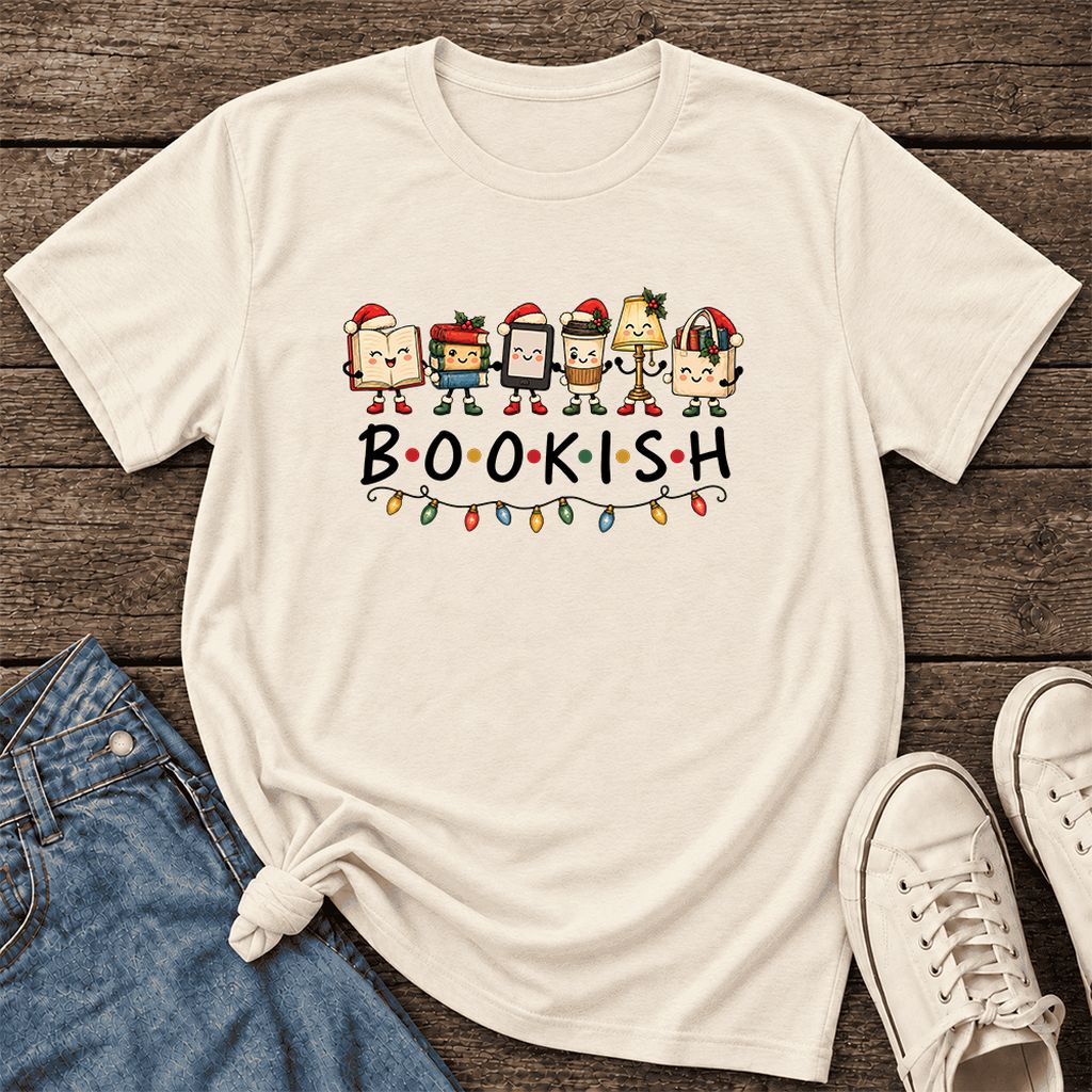 BOOKISH Things Ultra-Soft Cotton T-Shirt | Christmas Book Lover Gift Natural